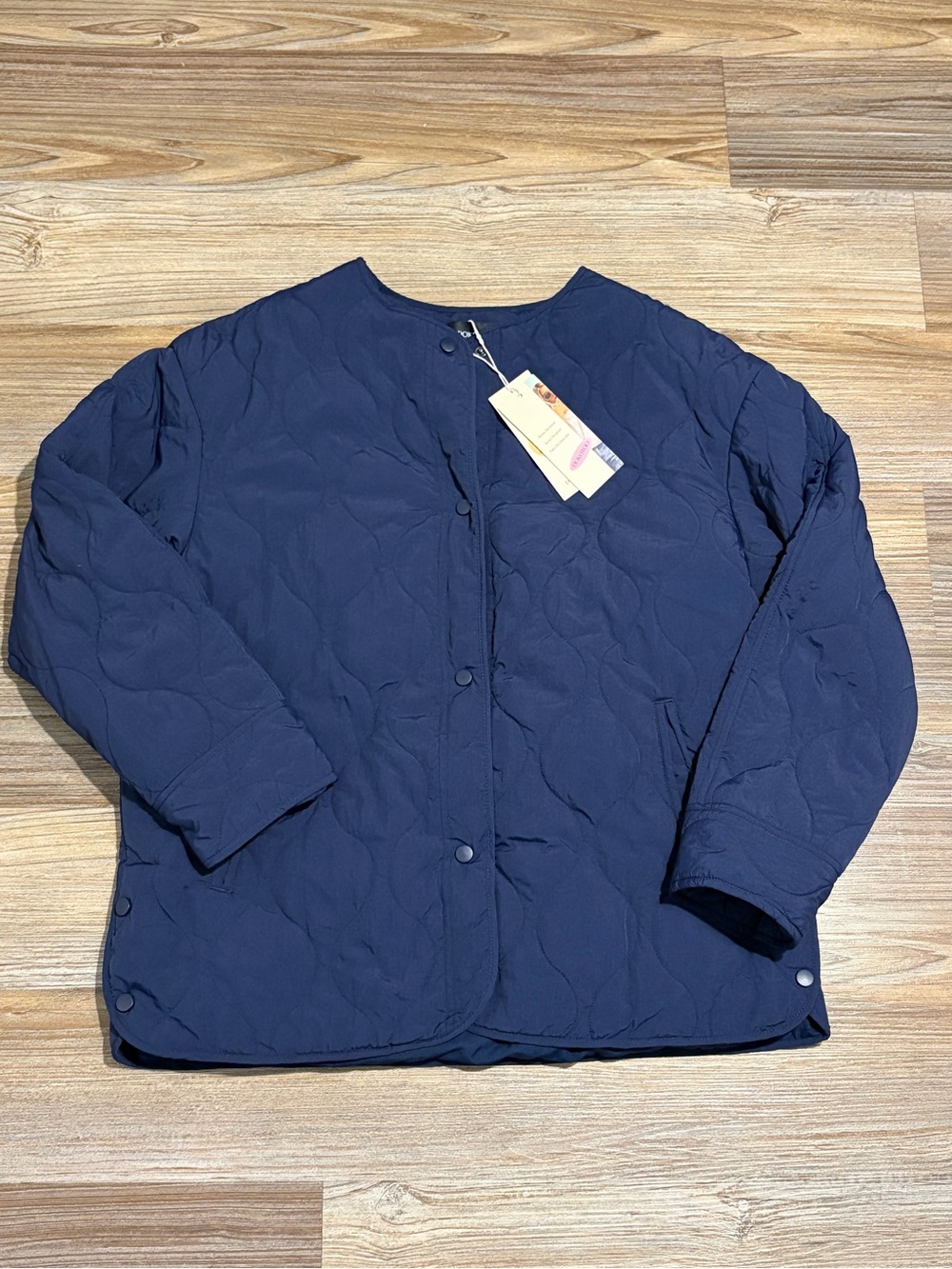 Navy Quilted Button-Front Jacket